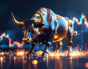 Bull statue in dark, modern style