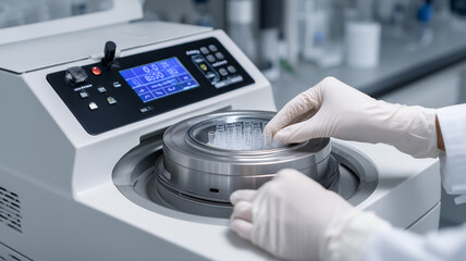 Lab centrifuge in operation
