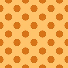 Orange polka dots are evenly distributed across a light orange background, creating a cheerful and retro pattern. The repetitive circular design adds a playful and vibrant touch.
