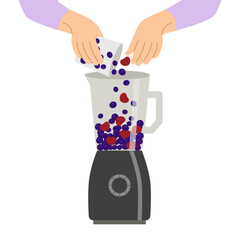 Making smoothies in a blender.