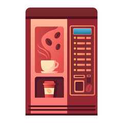 Vector cartoon image of coffee machine. Concept of invigorating drink before work or study. Cappuccino, macchiato, americano, etc. Element for your design