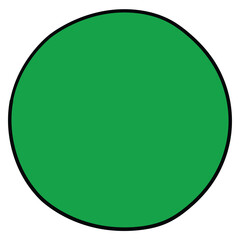 Hand-drawn cartoon green circle on a white background.