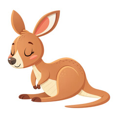 Cute cartoon kangaroo with eyes closed resting peacefully