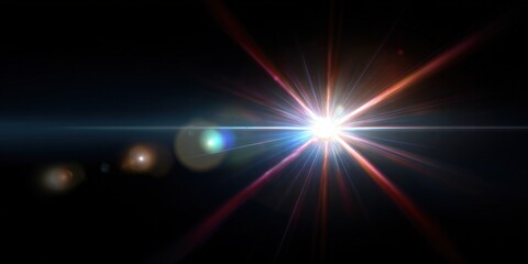Vibrant light burst radiating energy and dynamic movement against a dark backdrop