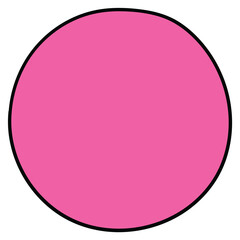 Hand-drawn cartoon pink circle on a white background.