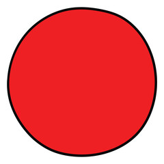 Hand-drawn cartoon red circle on a white background.