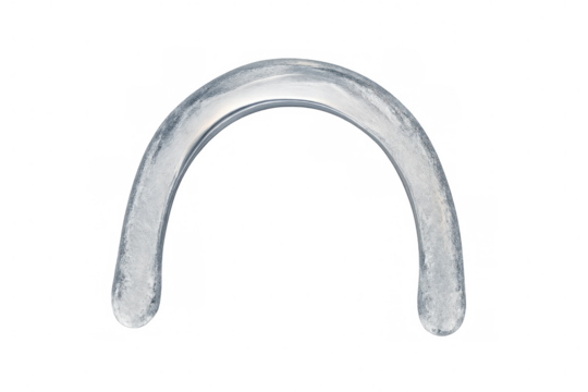 Simple metallic arch forming a semi-circle, isolated on a transparent background, showcasing a minimalist and modern design element