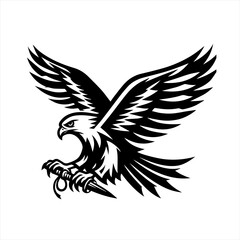 Obraz premium Black and white eagle clutching a dagger in its talons