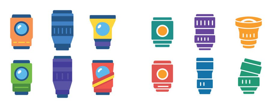 Fototapeta Colorful Camera Lenses Icons