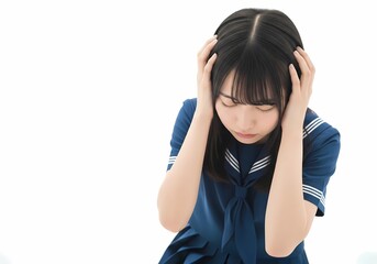 悩みを抱えている女子学生