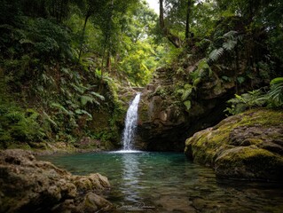 Lush waterfall cascading into a tranquil pool (6)