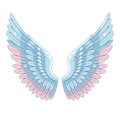Obraz premium Beautiful angel wings with pastel colors isolated on transparent background