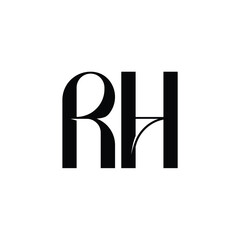 RH monogram logo design letter text name symbol monochrome logotype alphabet character simple logo