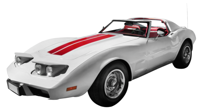 60s vintage American car isolated on transparent background. - Powered by Adobe