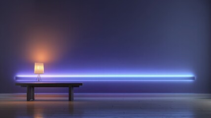 Fototapeta premium Futuristic Podium with Purple Blue Lighting – Modern Stage Background