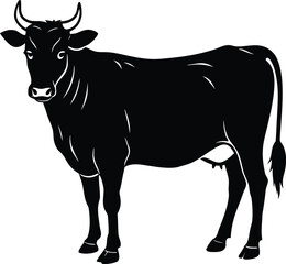 Black Cow Silhouette Vector Image.
