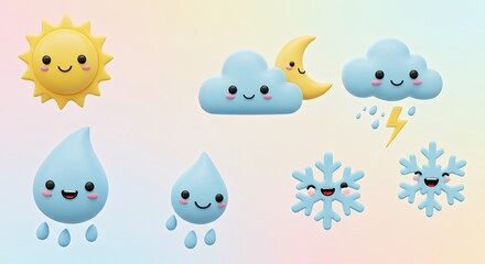 Cute weather icons collection