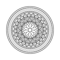 Black and White Mandala Vector Illustration | Intricate Geometric Pattern | Zentangle Inspired Design.

