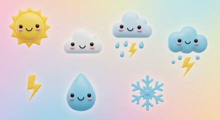 Cute weather icons illustration