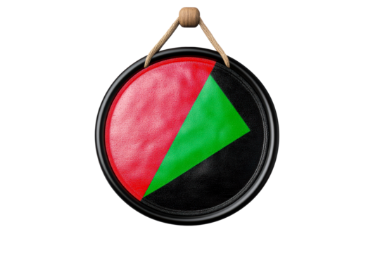 Geometric shape on circular canvas with vibrant colors displayed - Powered by Adobe