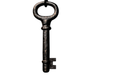 Vintage key with intricate design on a transparent background