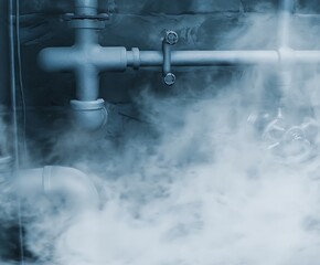Pipes shrouded in a mysterious fog