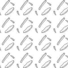 A simple and charming doodle-style illustration of French fries. The design features hand-drawn potato fry pieces in clean black outlines, perfect for fast food packaging, snack branding, children’s 