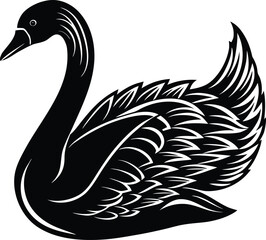Fototapeta premium Elegant Swan Animal Vector Outline.