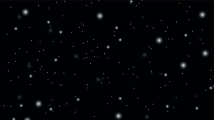 glowing white stars and sparkles scattered on black background creating cosmic or night sky effect  © Abduls