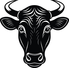 Frontal Cow Head Silhouette Icon.