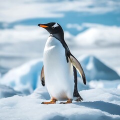Penguin in clear blue water with sparkling bubbles high resolution picture