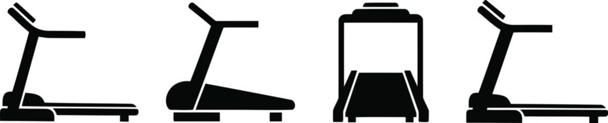Treadmill Base Silhouette Icon Vector Set - Exercise, Fitness, Gym Equipment
