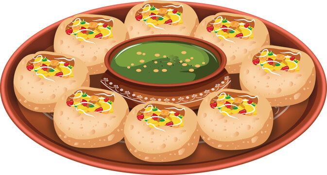 Indian Street Food Golgappa Pani puri Vector Stock Vector Illustration (Royalty Free)