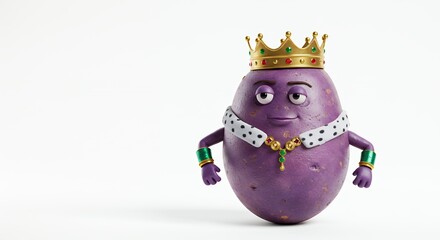 Purple potato king cartoon character
