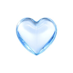 Blue Glass Heart Shape. Symbol Of Love, Purity, And Elegance Isolated On Transparent Background