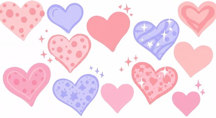 Various pastel colored hearts design