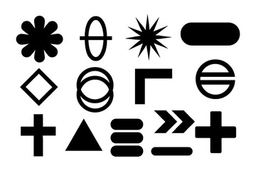 Bold geometric shapes and abstract graphic symbols in modern style, Transparent Background