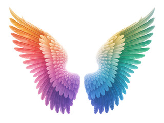 Fototapeta premium Rainbow angel wings isolated on transparent background