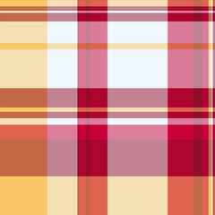 Fall pattern background fabric, colourful textile tartan plaid. Intricate check texture seamless vector in red and wheat colors.