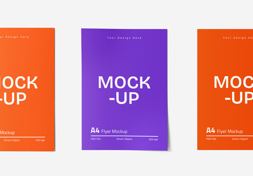 Three A4 Flyer Mockup Template