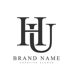 HU trendy logotype template. Initial letter h and u classic font style. Creative logo for company name or identity.