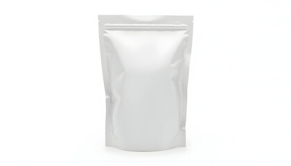 Blank White Pouch Packaging Mockup on White Background