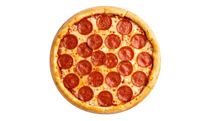 Pepperoni pizza whole round isolated on white PNG