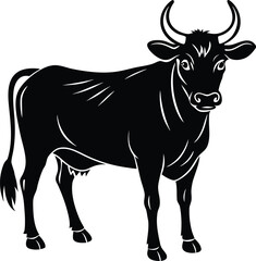 Single Cow Horns Silhouette Image.