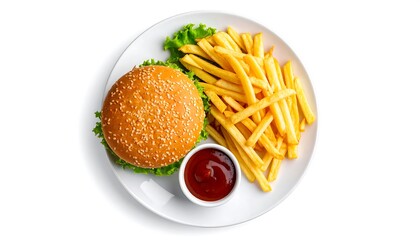 Burger and fries on a plate (1)
