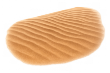 Wavy sand dune casting soft shadow, representing desert terrain against transparent backdrop