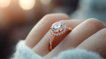 Close-up of a bridal diamond ring 