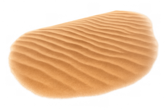 Wavy sand dune casting soft shadow, representing desert terrain against transparent backdrop