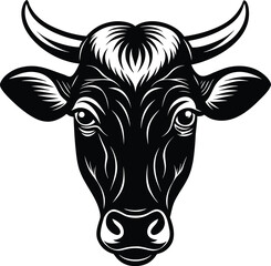 Vector Cow Head Front View Art.
