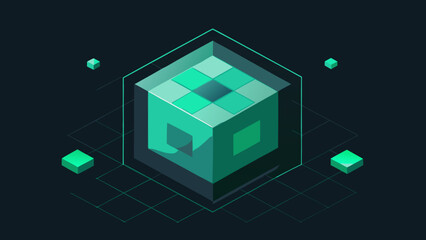 isometric digital interface green